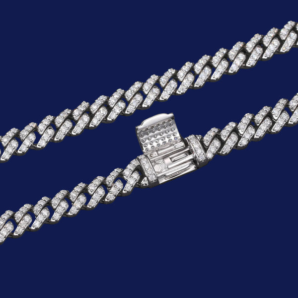 Moissanite Cuban Prong Chain