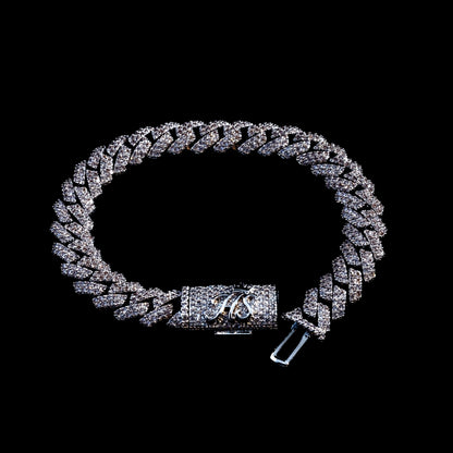 10mm Moissanite Cuban Prong Bracelet
