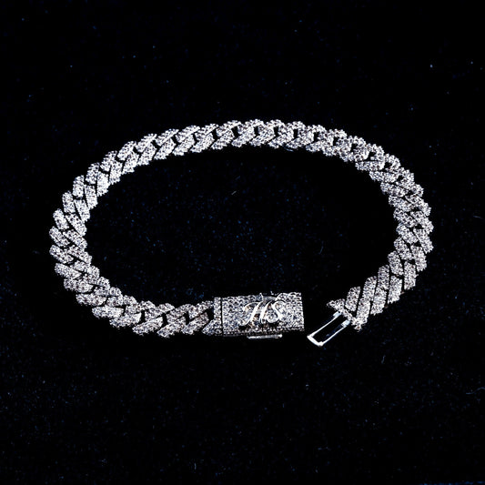 6mm Moissanite Cuban Prong Bracelet