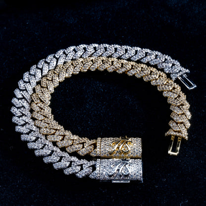 10mm Moissanite Cuban Prong Bracelet