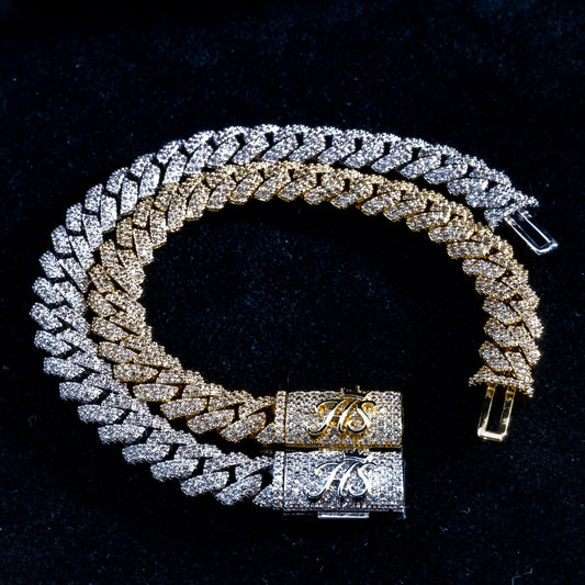 10mm Moissanite Cuban Prong Bracelet